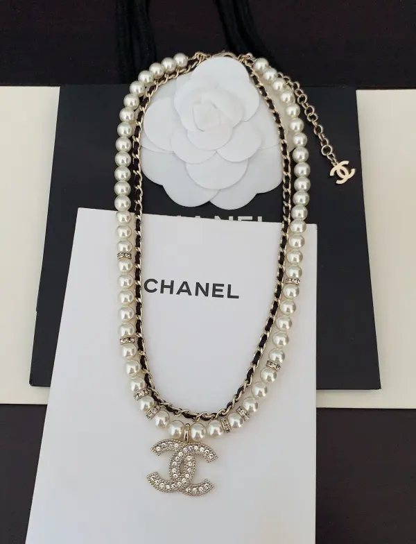 Chanel CC Diamond Pearl Double Layer Necklace