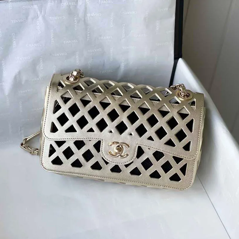 Chanel Metallic Gold Perforated Calfskin Mini See Through Single Flap Gold Hardware Secondary image