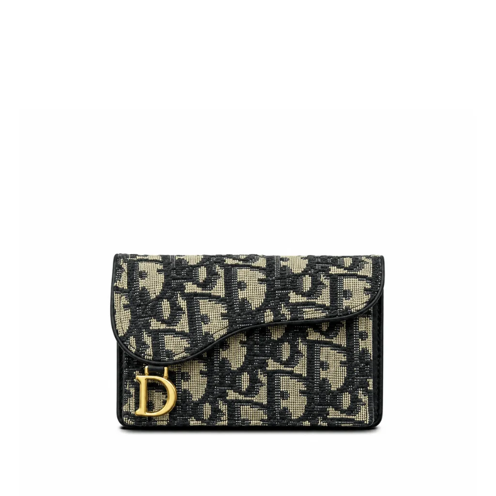 Dior Blue Oblique Jacquard Saddle Bloom Card Holder Main image