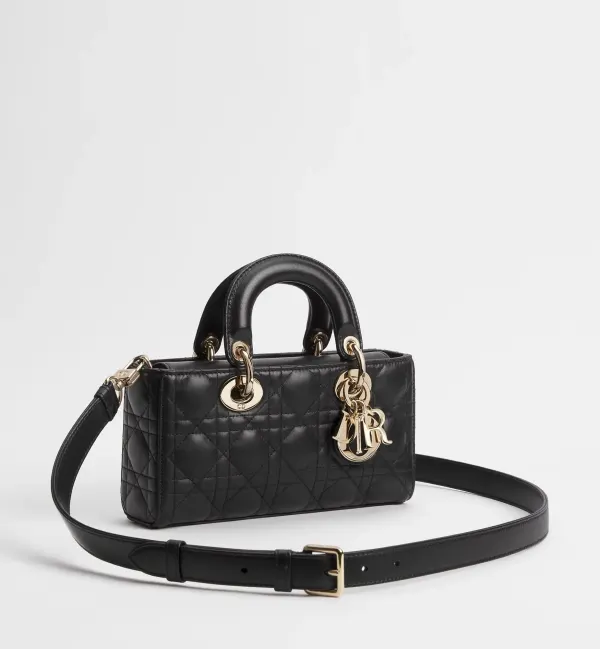 Small Lady D-Joy Bag Black Cannage Lambskin 22cm