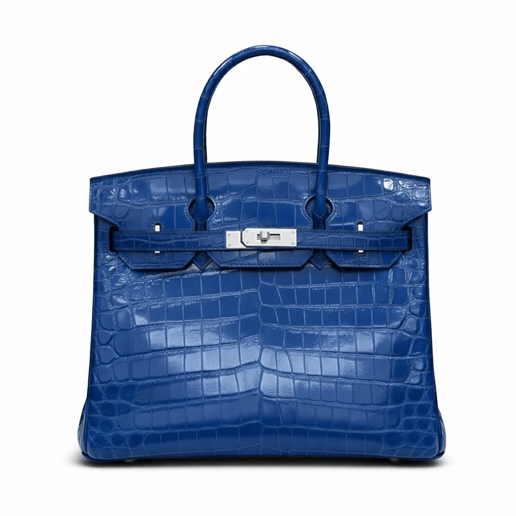 H Birkin 25 Bleu Electric Shiny Niloticus Crocodile Palladium Hardware Main image