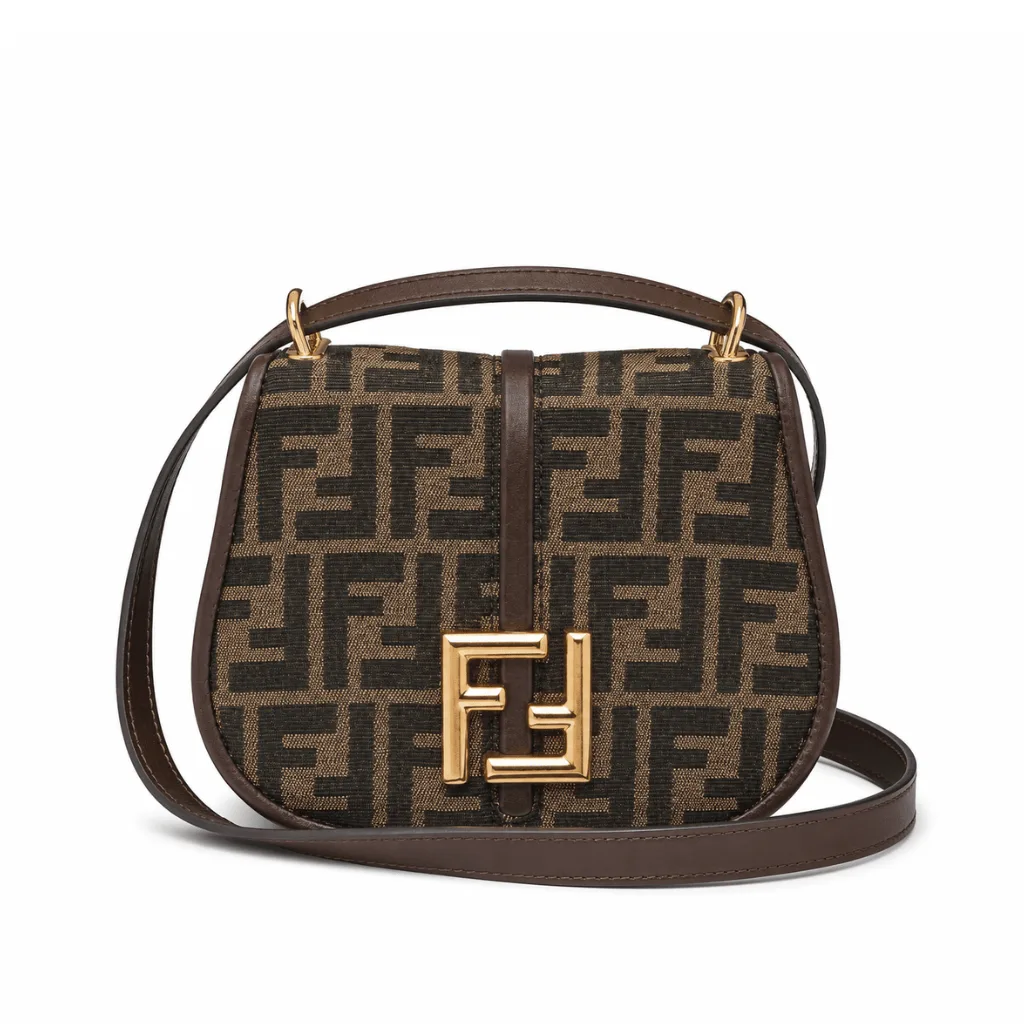 Fendi C’Mon Small Brown FF Jacquard Fabric Bag 20Cm 8Bs082Aq08F1Mje Main image