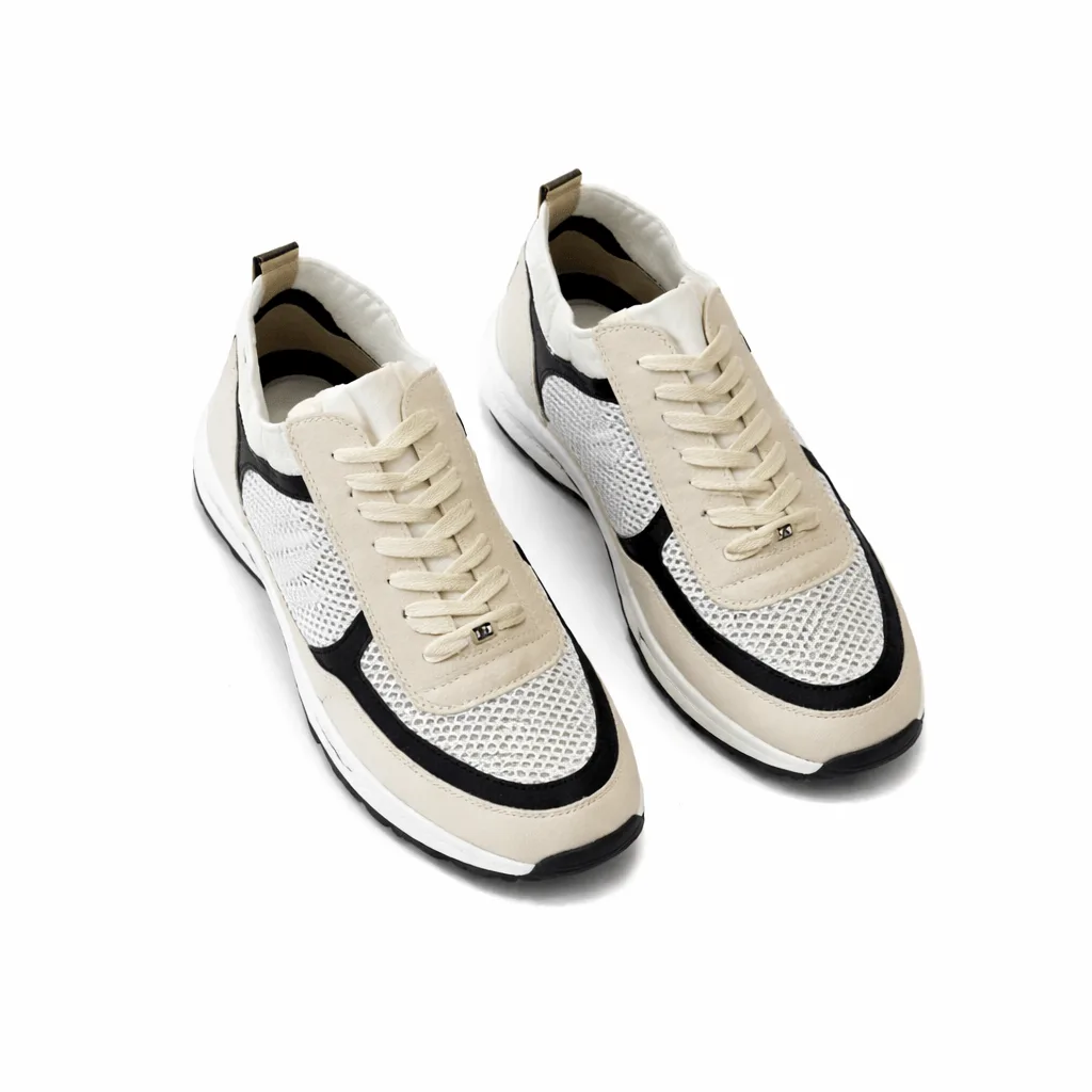 Chanel Low Top Trainer Sneakers Beige And White