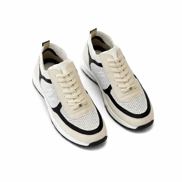 Chanel Low Top Trainer Sneakers Beige And White