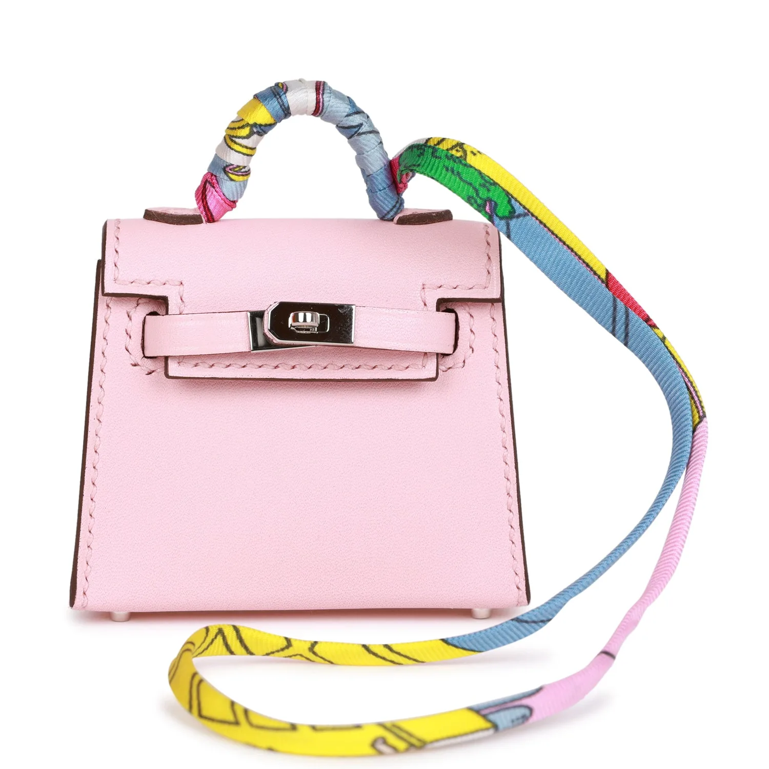 H Handbags Rose Sakura Tadelakt Mini Kelly Twilly Bag Charm Palladium Hardware Main image
