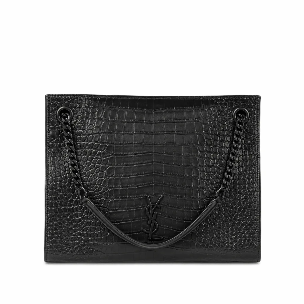 Saint Laurent Niki Shopping Bag In Crocodile Embossed Leather Black 33Cm Main image