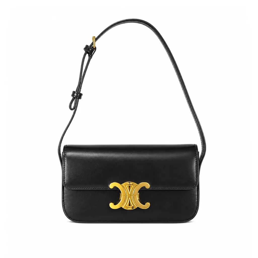 Celine Shoulder Bag Triomphe In Shiny Calfskin Black 18Cm 194143Bf438No Main image