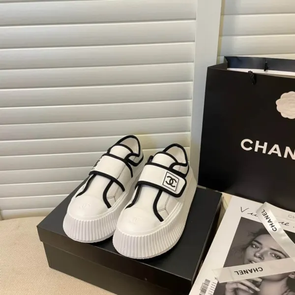 Chanel White Cc Cap Toe Slipon Sneaker White