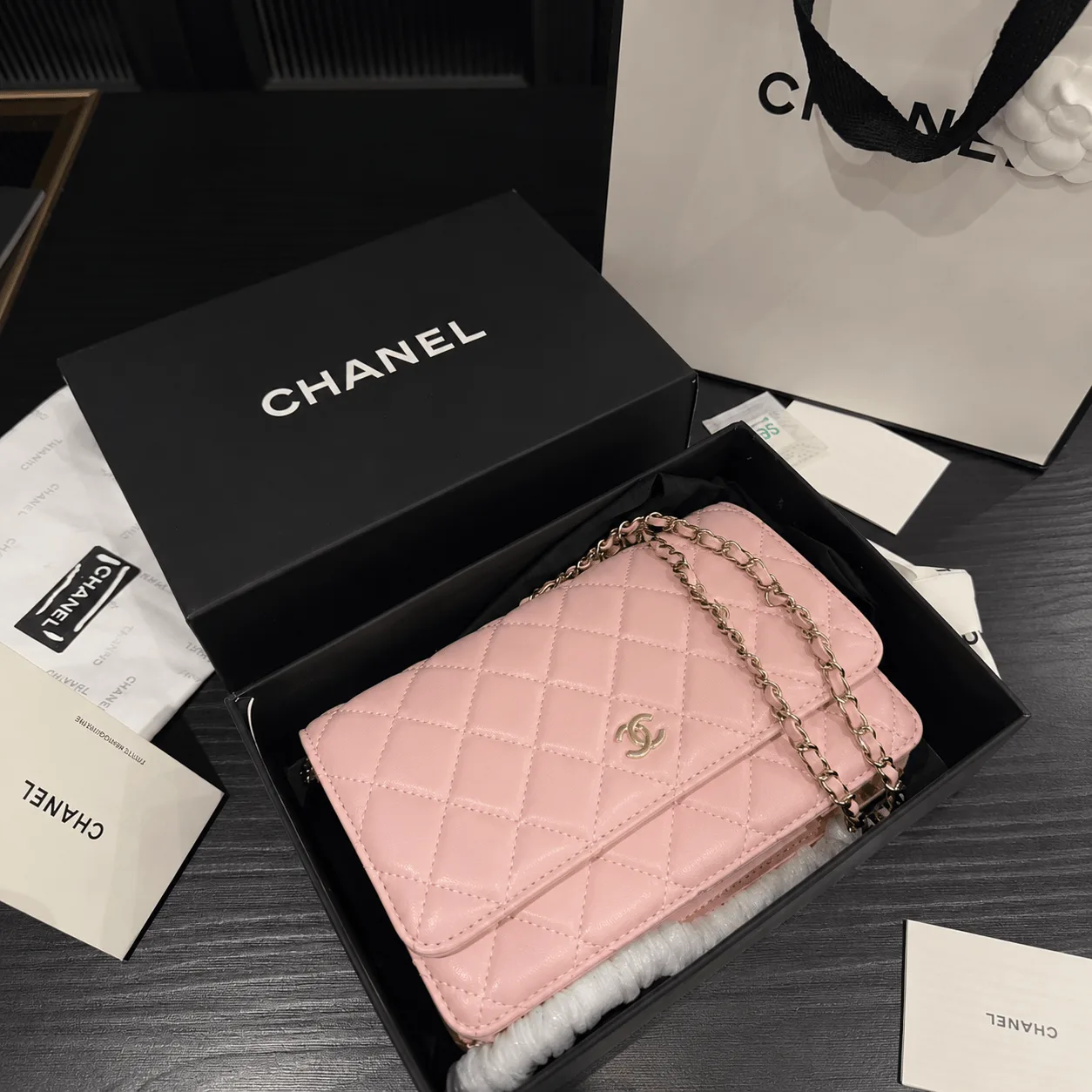 Chanel Pink Quilted Caviar Leather Classic WOC Clutch Bag