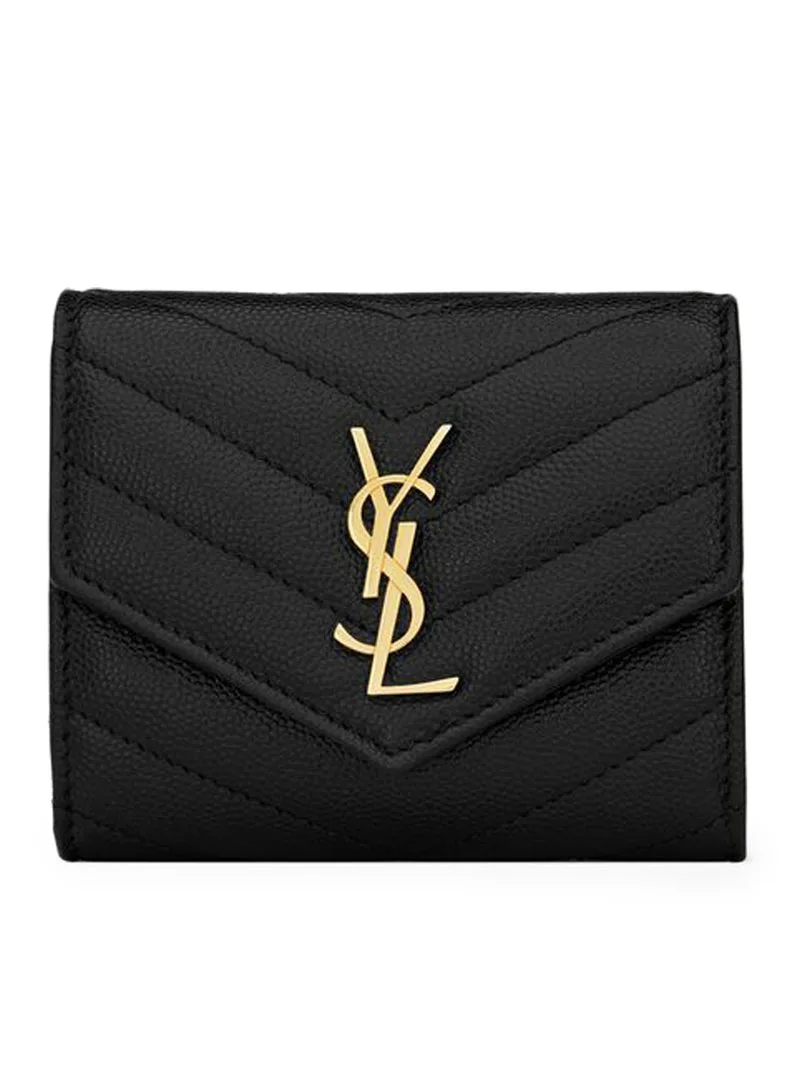 Ysl Multi-Folded Wallet In Grain De Poudre Embossed Leather Black 414404Bow021000 Main image