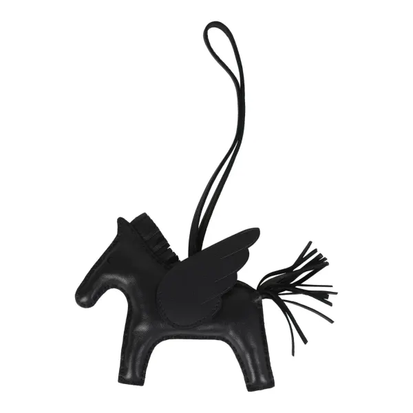 Hermes Pegase Rodeo Bag Charm MM So Black Milo Lambskin