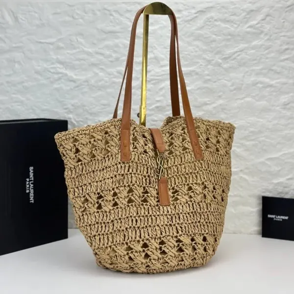 Saint Laurent Panier Raffia Natural Brown 39Cm 688221 Gaaac 2080