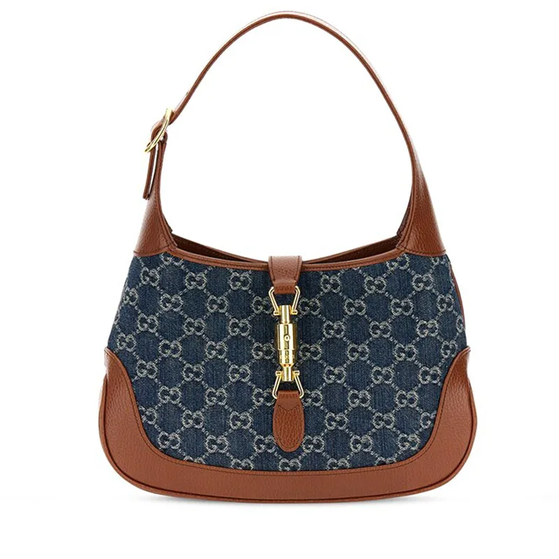 New Denim GG Monogram Calfskin Small Jackie 1961 Hobo Blue Tea Cuir Main image