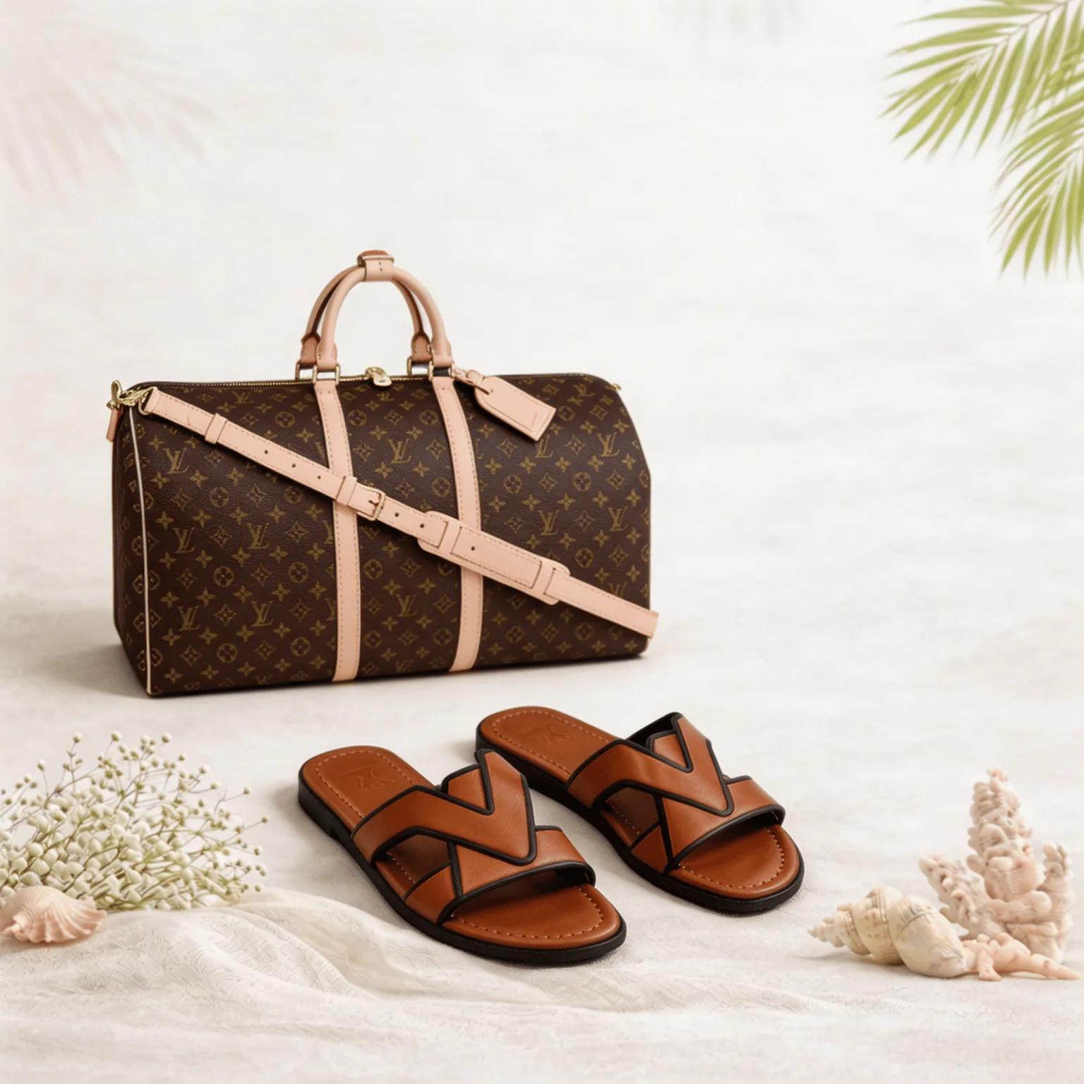 The Louis Vuitton Travel Élan – 2 Piece Bundle (Keepall Bag + Slides) Main image