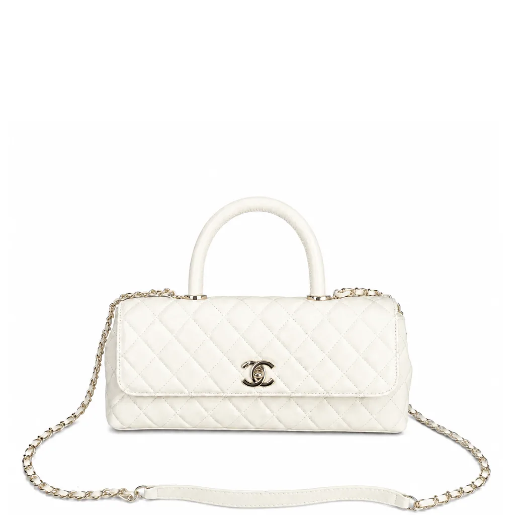 Chanel Caviar Quilted Maxi East West Coco Handle Flap White Main image