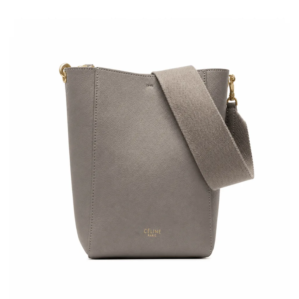 Celine Sangle Small Bucket Bag In Soft Grained Calfskin Gray Beige 26Cm Main image
