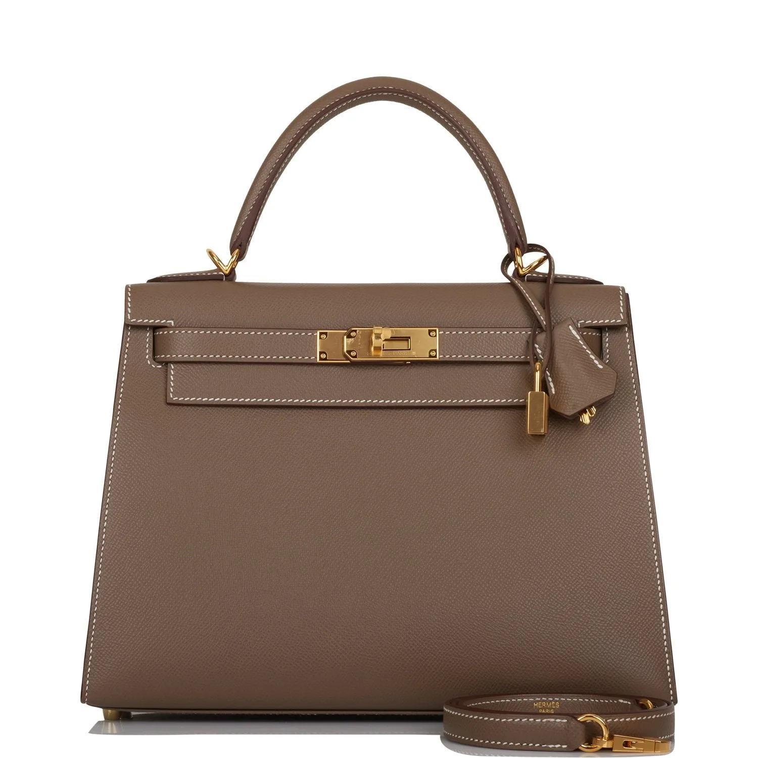 H Handbags Kelly Sellier 28 Etoupe Epsom Gold Hardware Main image