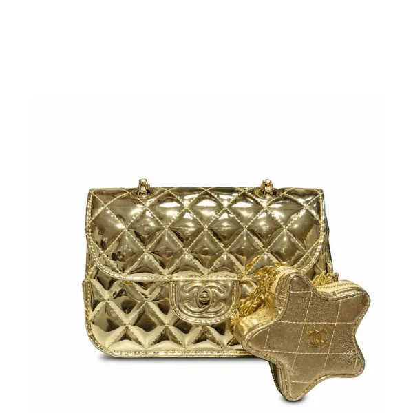 Chanel Mini Flap Bag Star Coin Purse Yellow Gold 24Cm As4646 B14873 Nt671