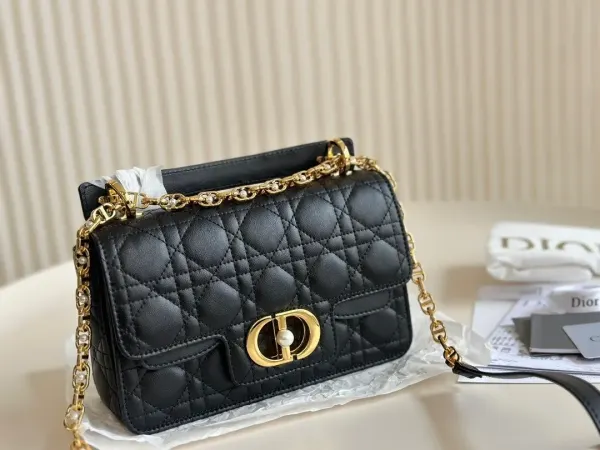 Dior Jolie Small Top Handle Bag Black Cannage Calfskin