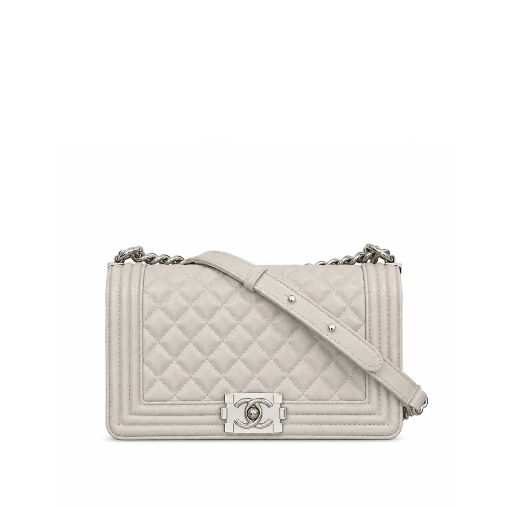 Chanel Gray Quilted Lambskin Leather Medium Boy Bag Main image