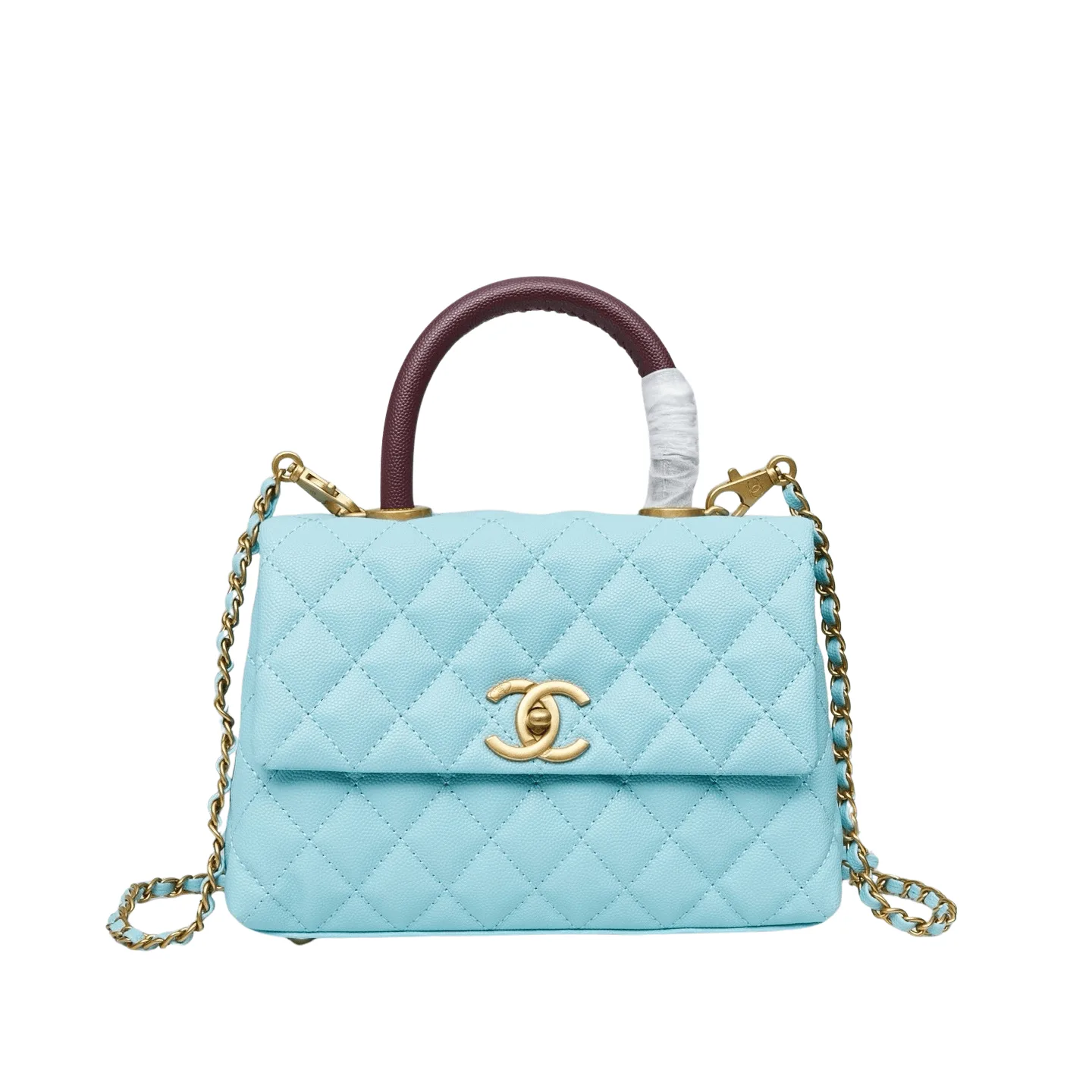 Chanel Light Blue Caviar Quilted Mini Coco Handle Flap Gold Hardware Main image