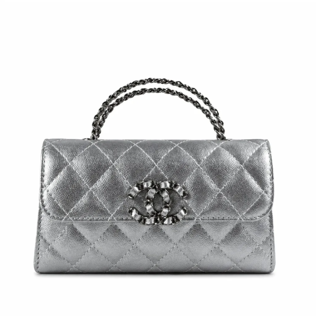 Chanel 25S Silver Calfskin Kelly Clutch With Chain 18Cm Main image