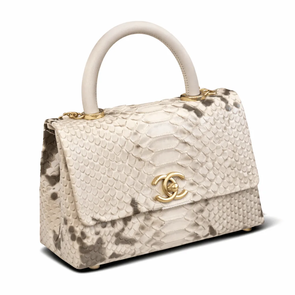 Chanel Off White Python Medium Coco Top Handle Bag 22CM Secondary image