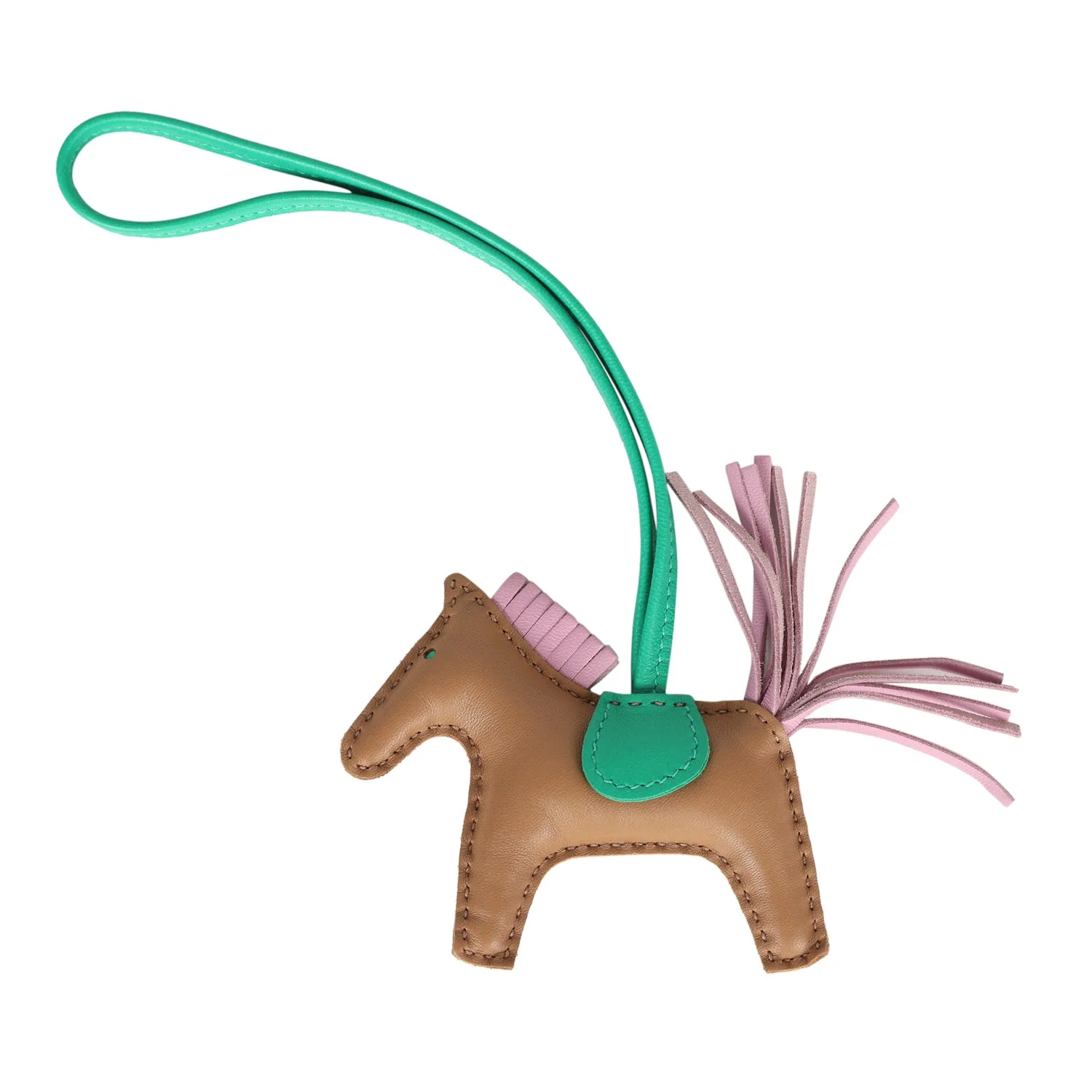 Hermes Rodeo Bag Charm PM Chai, Mauve Sylvestre & Menthe Milo Lambskin Main image