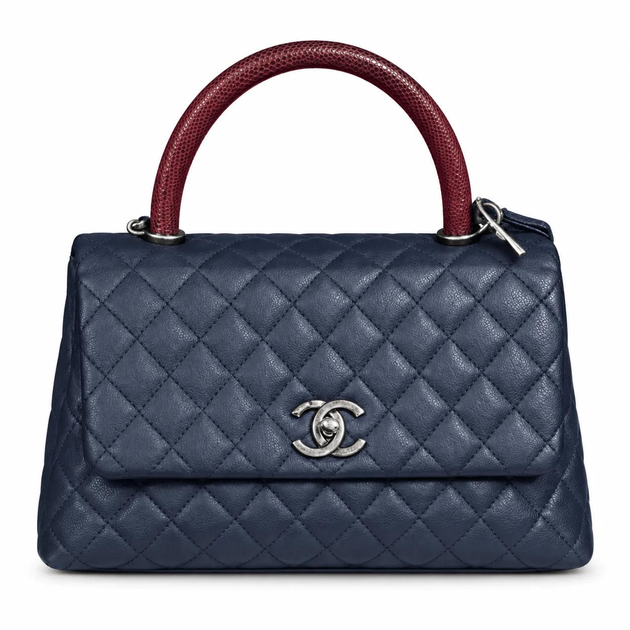 Chanel Small Coco Handle Navy Burgundy Lizard Handle Main image