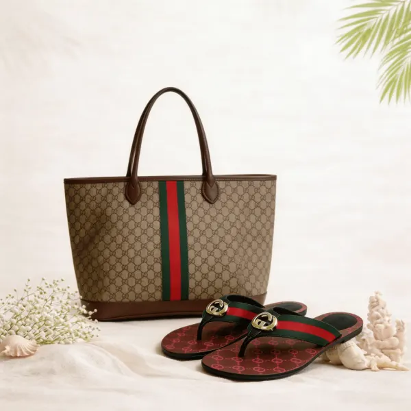 The Gucci Coastal Signature – 2 Piece Bundle (Ophidia Tote + Sandals)
