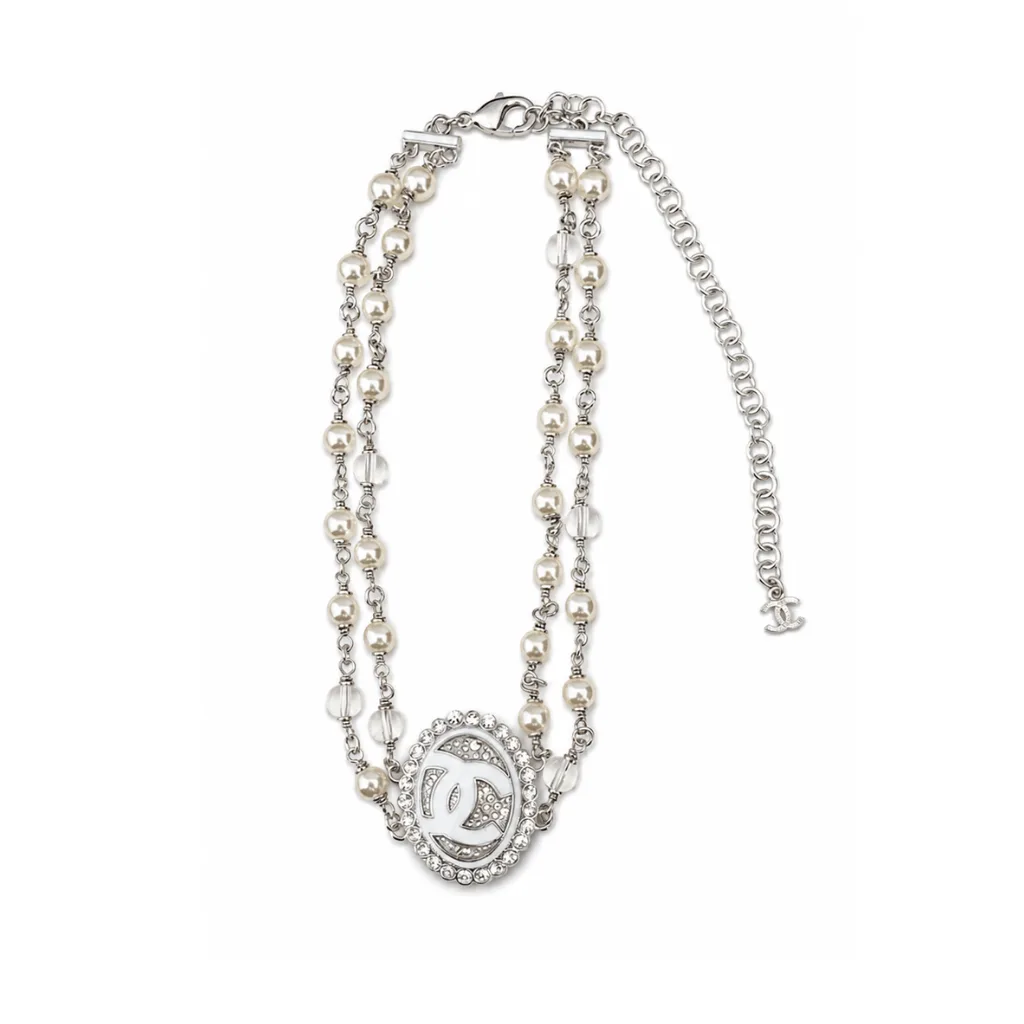 Chanel Double-Strand Pearl And CC Logo Necklace Main image