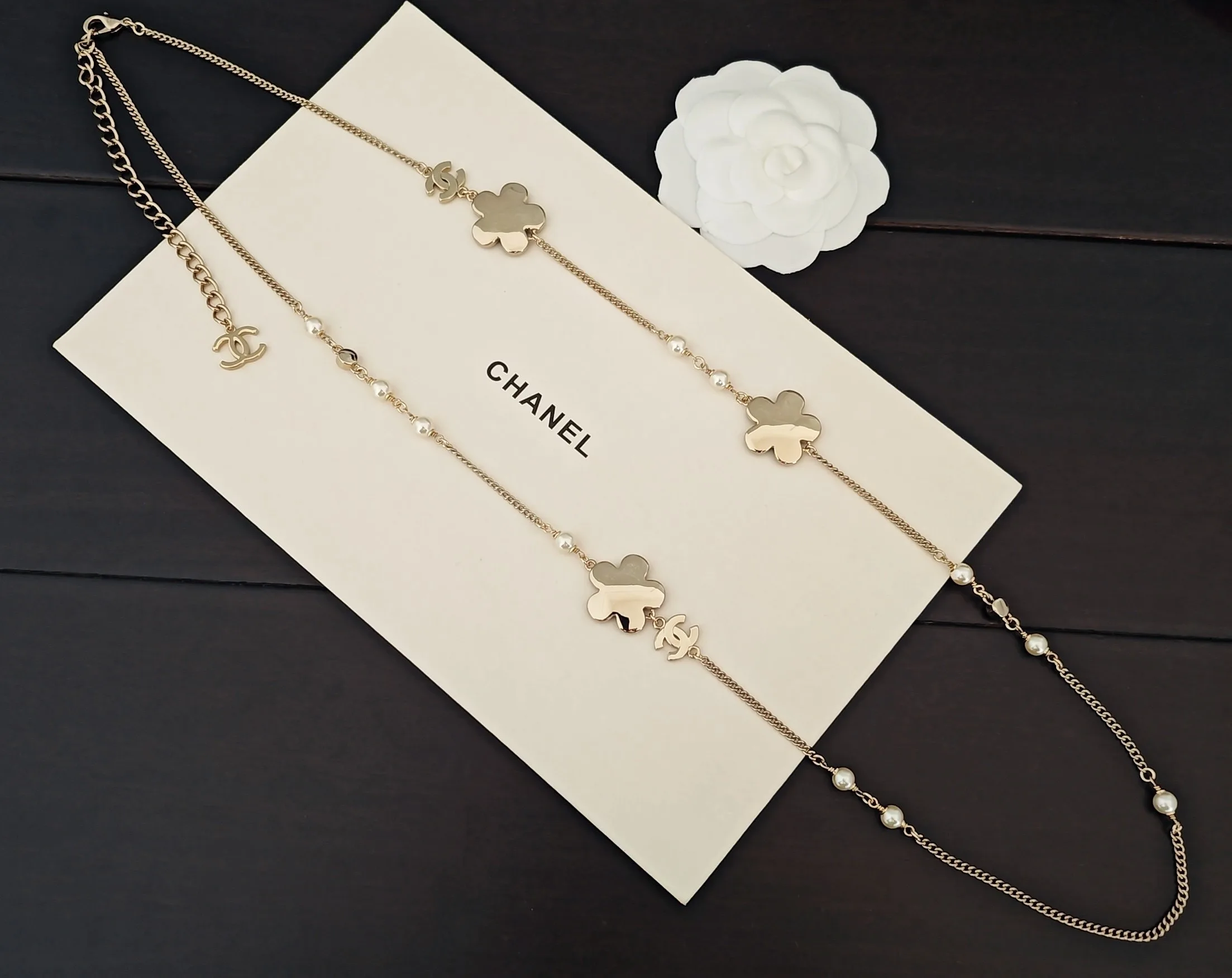 Chanel Blue Denim And Floral Motif Necklace