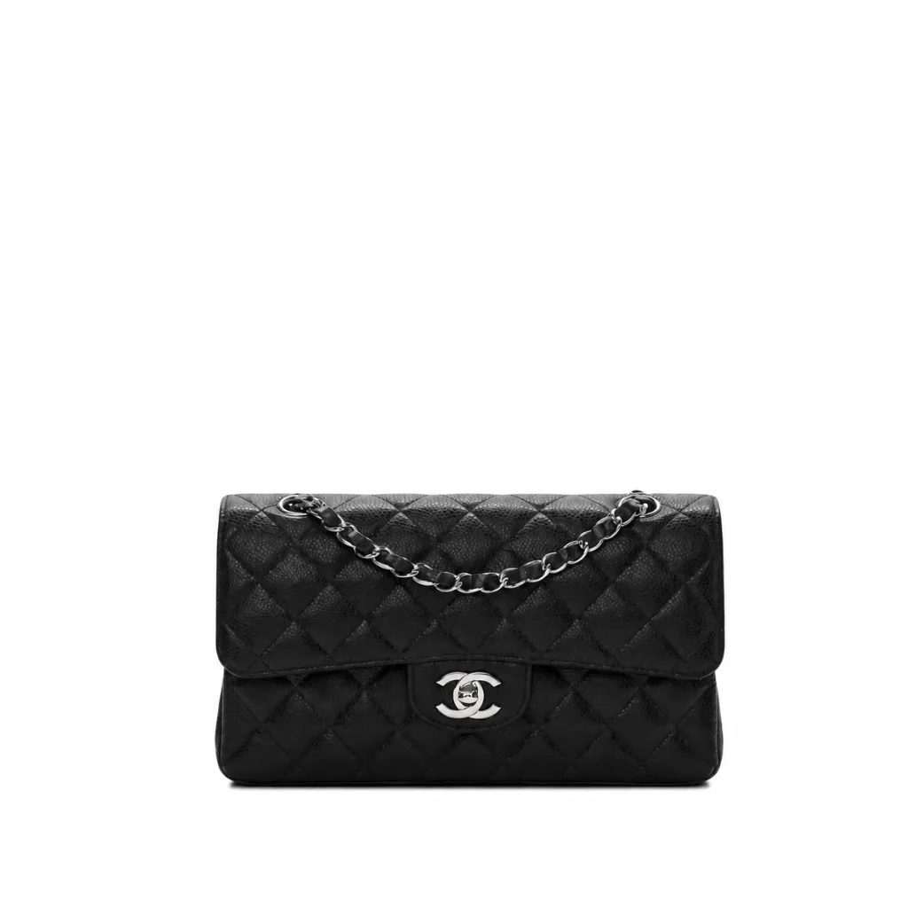 Chanel Black Quilted Caviar Small Double Flap Silver Hardware Main image
