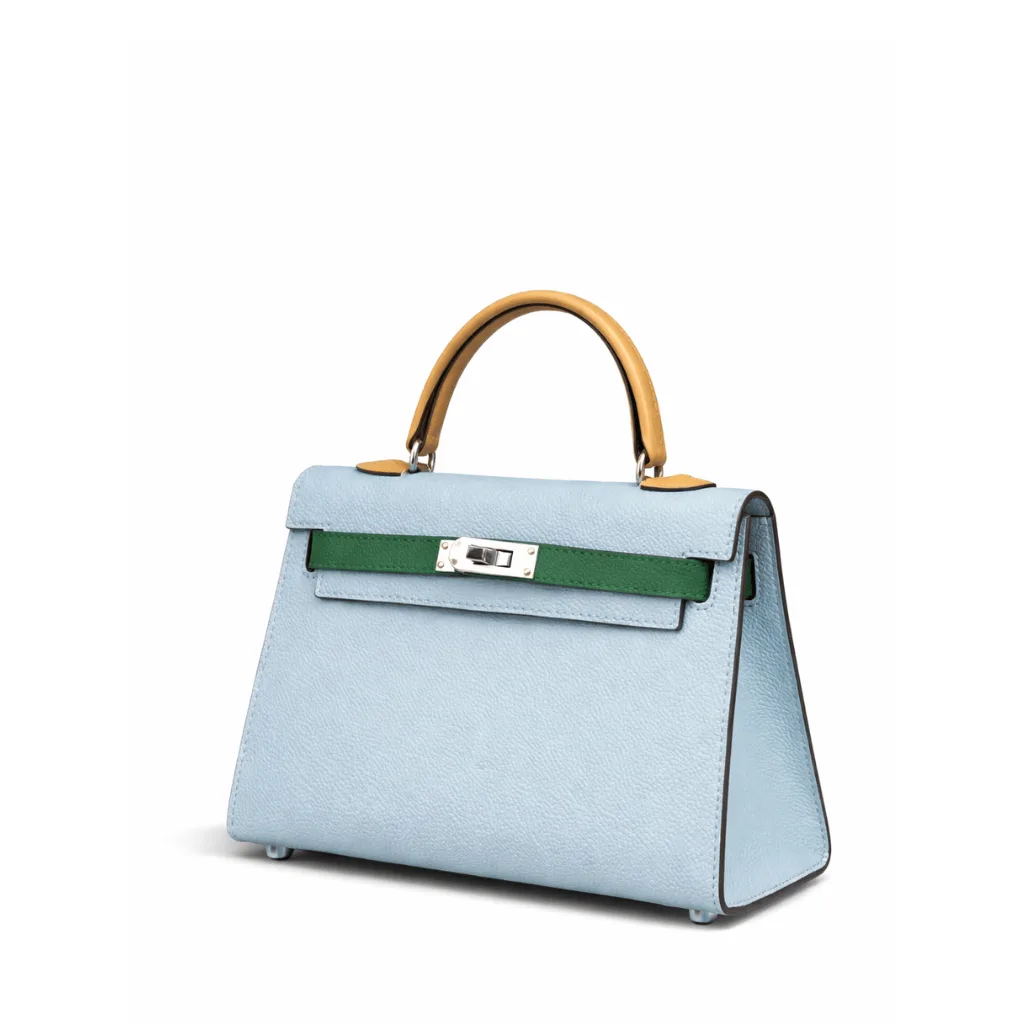 H Kelly Mini 20 Bleu Brume, Vert Jade and Gold Epsom Palladium Hardware Secondary image