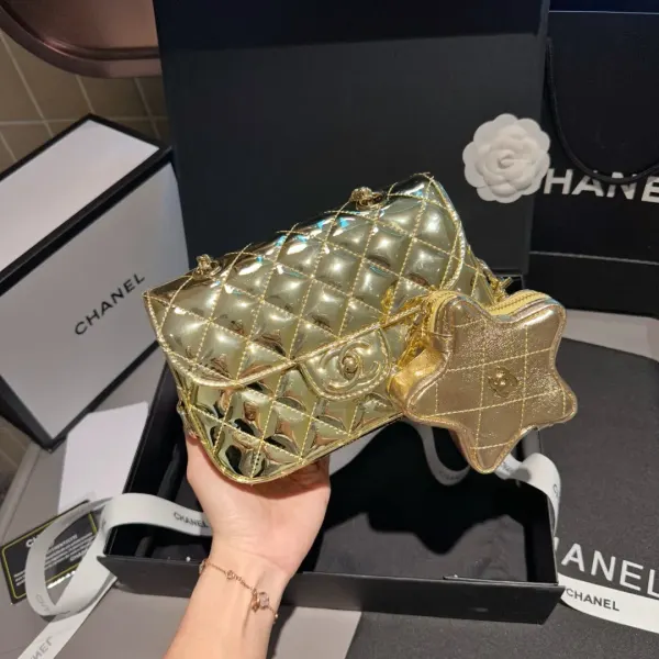 Chanel Mini Flap Bag Star Coin Purse Yellow Gold 24Cm As4646 B14873 Nt671