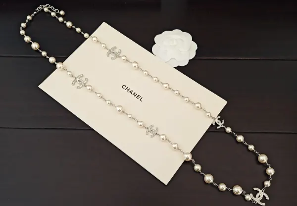 Chanel Crystal CC And Graduated Pearl Sautoir Necklace – Silver-Tone