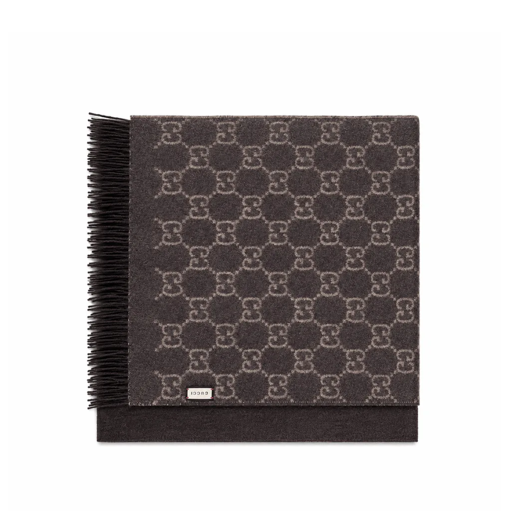 Gucci GG Cashmere Blend Scarf In Brown Main image