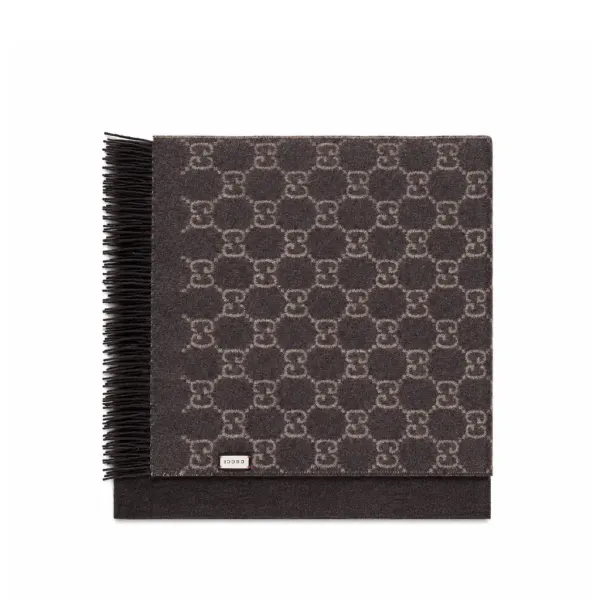 Gucci GG Cashmere Blend Scarf In Brown