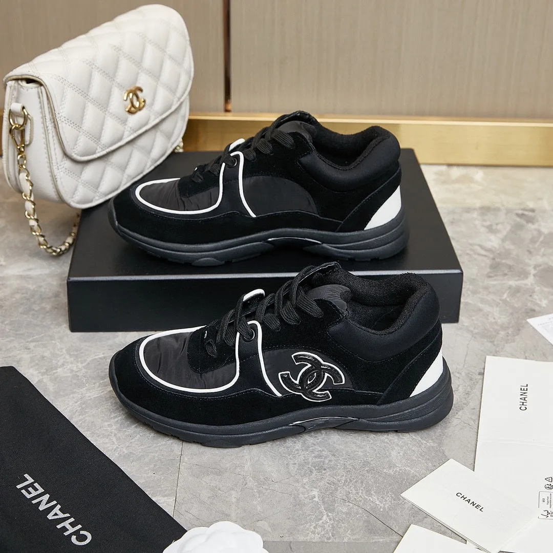 Chanel Suede Reflective Sneakers Black