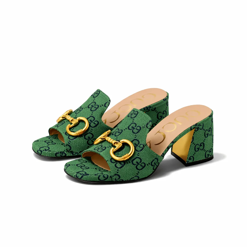 Gucci Women’s Slide Monogram Sandal With Horsebit Green Secondary image