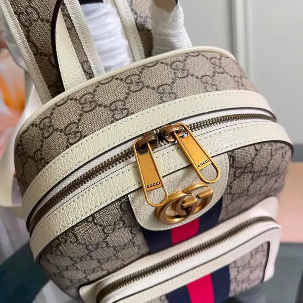 Gucci Ophidia Backpack GG Supreme Small White