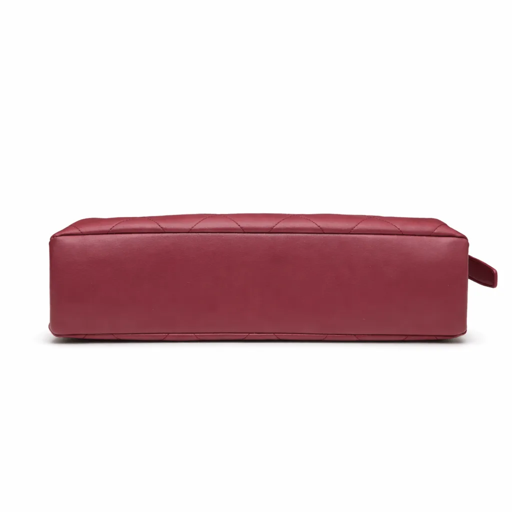 Chanel Maxi Hobo Bag Shiny Lambskin Gold Hardware Dark Burgundy