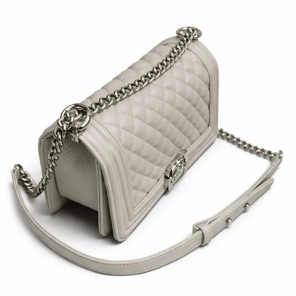 Chanel Gray Quilted Lambskin Leather Medium Boy Bag Secondary image