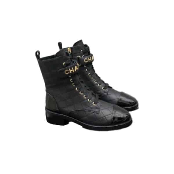 Chanel Combat Boots Lambskin And Patent Calfskin Black G45005 B13037 94305 Main image