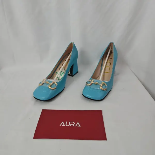 Gucci Women’s Mid Heel Pump With Horsebit Blue