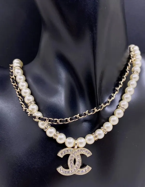 Chanel CC Diamond Pearl Double Layer Necklace
