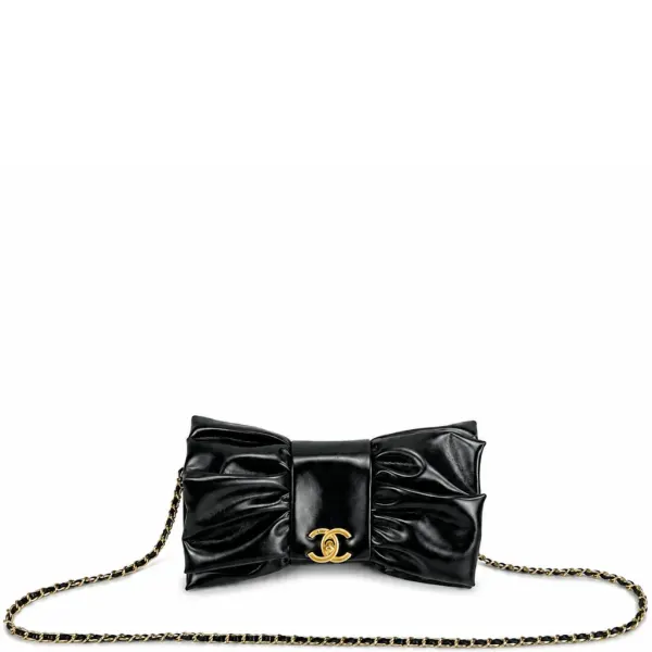 Chanel Ribbon Clutch In Black With Gold Hardware