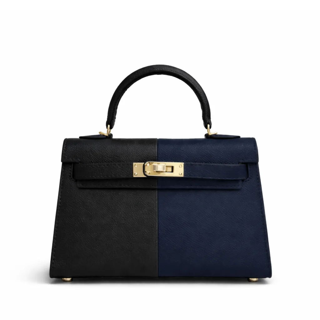 H Kelly 20 Sellier Casaque Tricolour Black Blue Indigo Frida Epsom Gold Hardware Main image