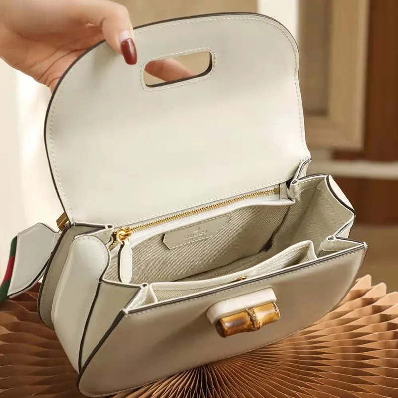 Gucci Bamboo 1947 Small Top Handle Bag In White