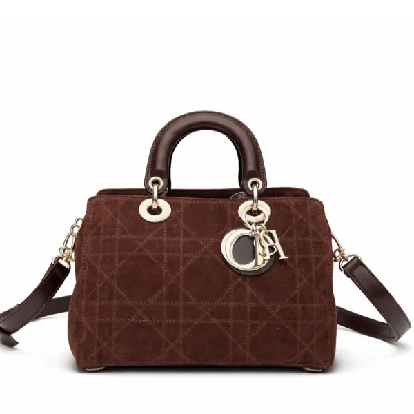 Dior Small Granville Bag In Chocolate Flat Macrocannage Suede Calfskin